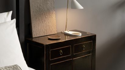 Louis Poulsen lamp on bedside table