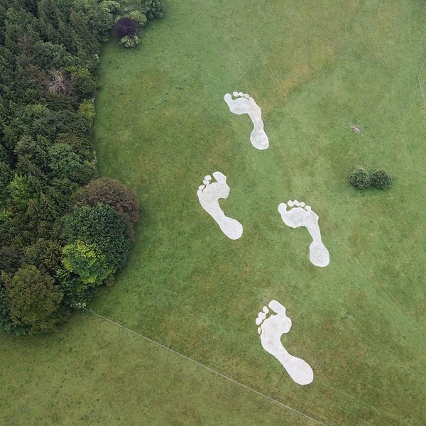 Photo of footprint visuals on grass