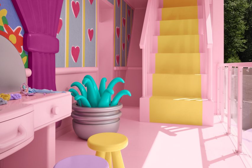 Stairs with plant at end