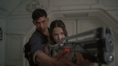 Archie Renaux as Tyler and Cailee Spaeny as Rain Carradine in 20th Century Studios' ALIEN: ROMULUS