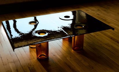 Rippled glass table by Marie & Alexandre