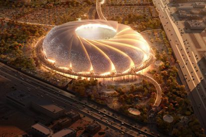 Aerial view of Aramco Stadium by Populous