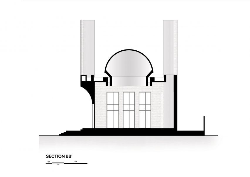 Section of Bait Ur Raiyan Mosque in Bangladesh by Cubeinside