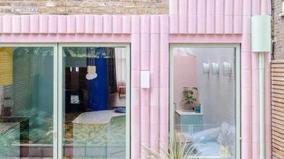Beacon House extension by Office S&M features bubblegum pink tiles