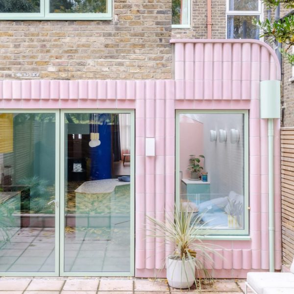 Beacon House extension by Office S&M features bubblegum pink tiles