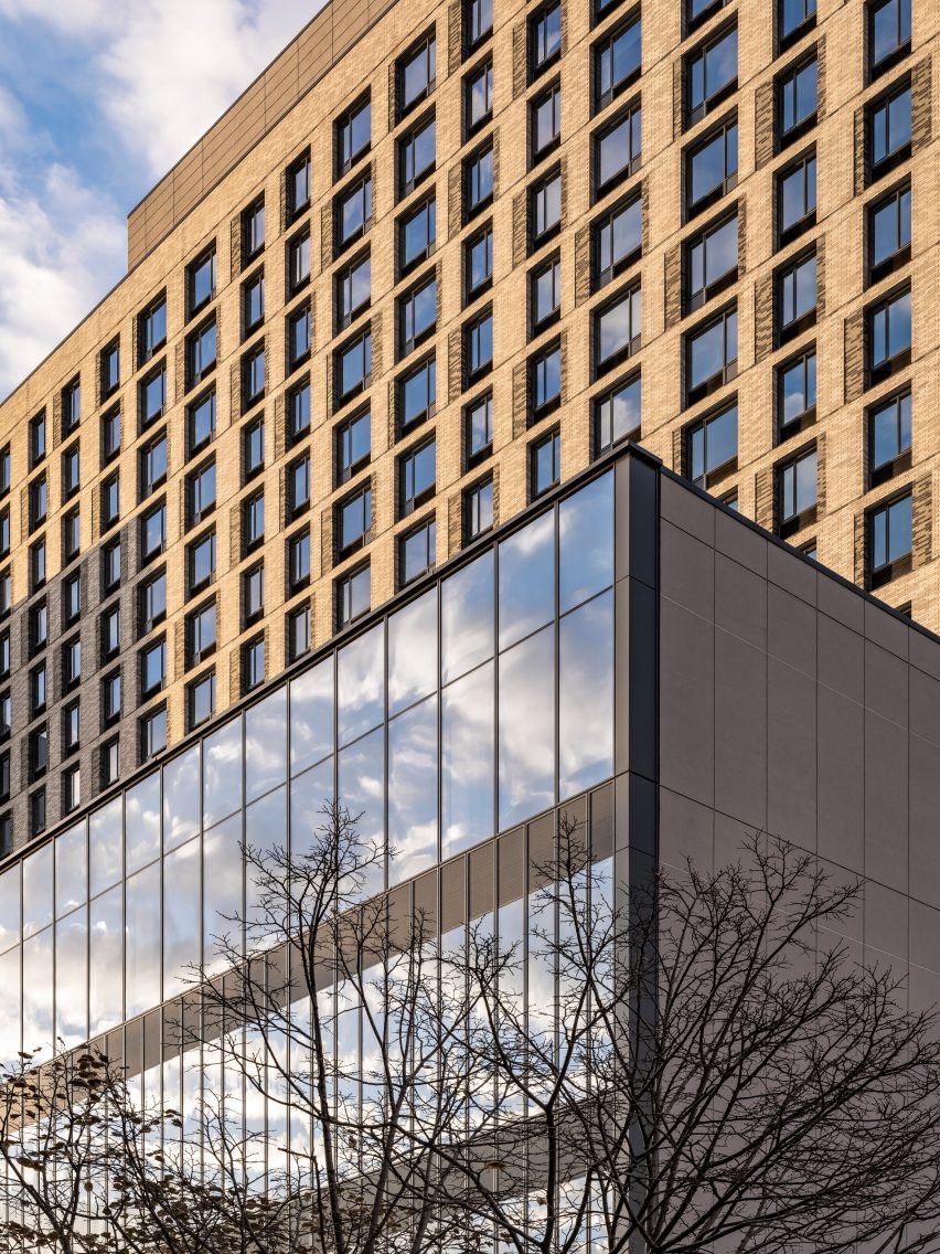 Stone and glass facade