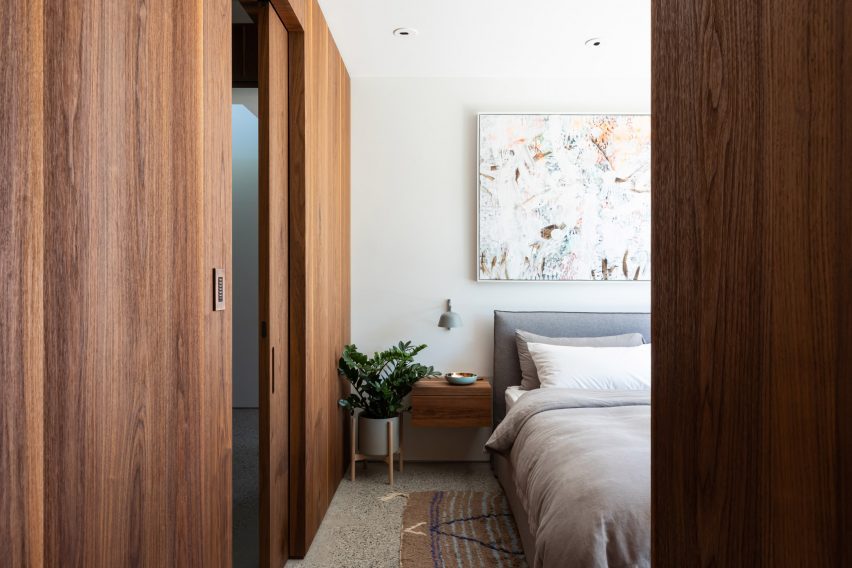 Bedroom with white duvay
