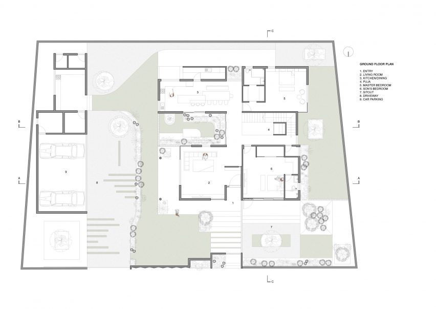 Ground floor plan of A House in the Farm by Studio MOB