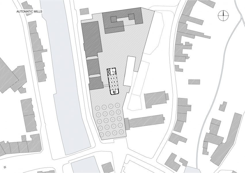 Site plan of Automatic Mills by Prokš Přikryl Architekti