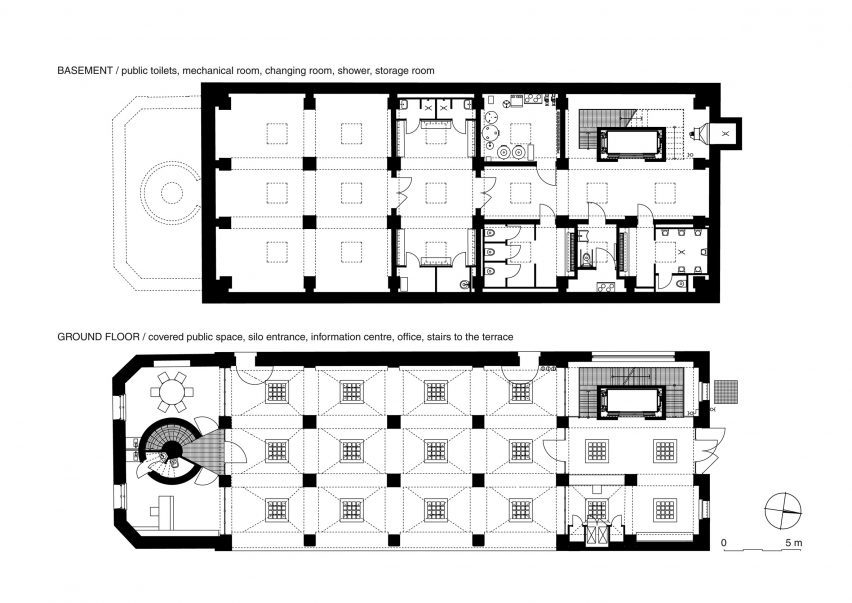 Basement and ground floor plan of Automatic Mills by Prokš Přikryl Architekti