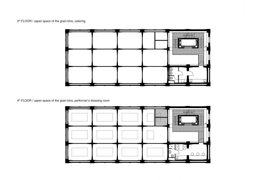 Third and fourth floor plan of Automatic Mills by Prokš Přikryl Architekti