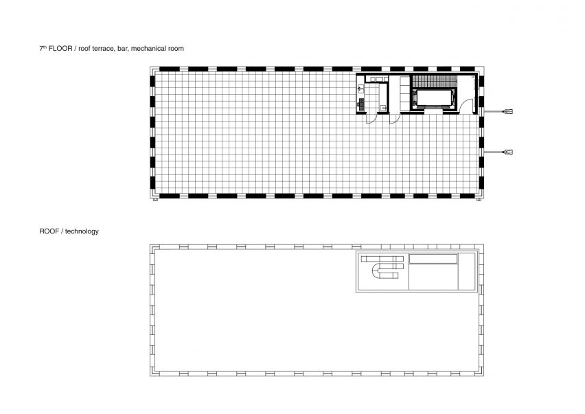 Seventh floor and roof plan of Automatic Mills by Prokš Přikryl Architekti