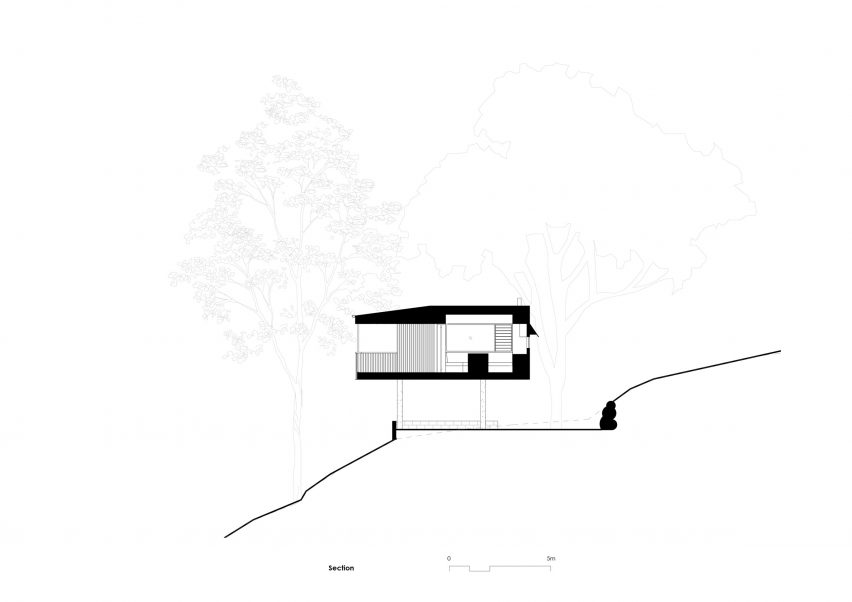 Section of Tallowwood Cabin by Fouché Architects