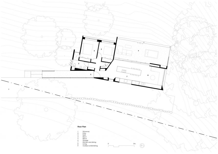 Upper floor plan of Tallowwood Cabin by Fouché Architects