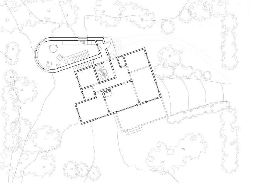 Ground floor plan of Dråpa by Vatn Architecture and Groma