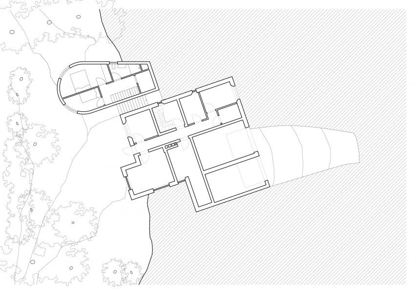 Basement plan of Dråpa by Vatn Architecture and Groma