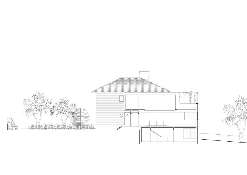 Section of Dråpa by Vatn Architecture and Groma