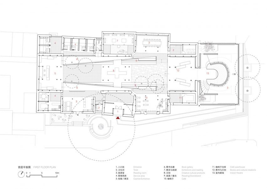 Ground floor plan of Weishan Chongzheng Academy Bookstore by Trace Architecture Office