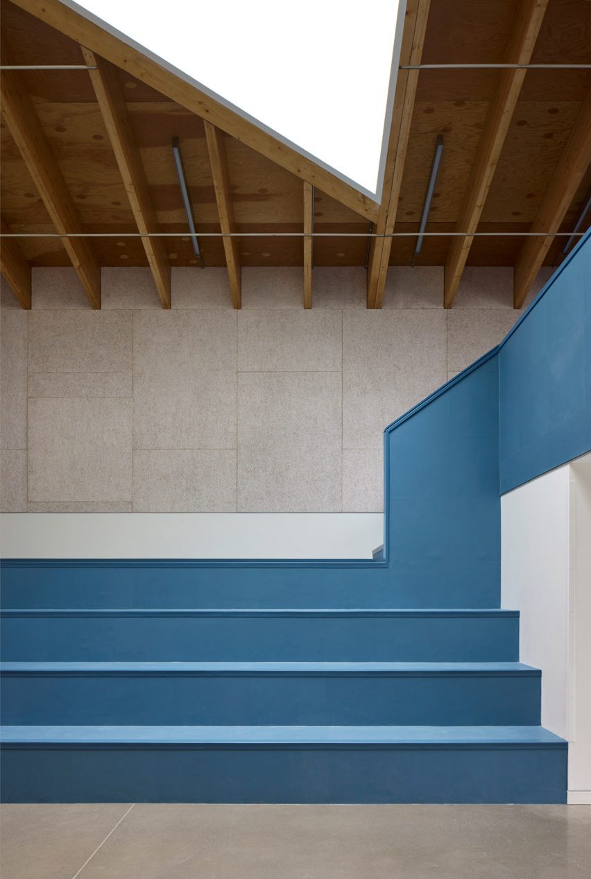Bright blue staircase