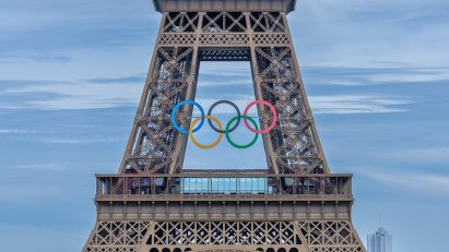 Olympic rings on the Eiffel Tower