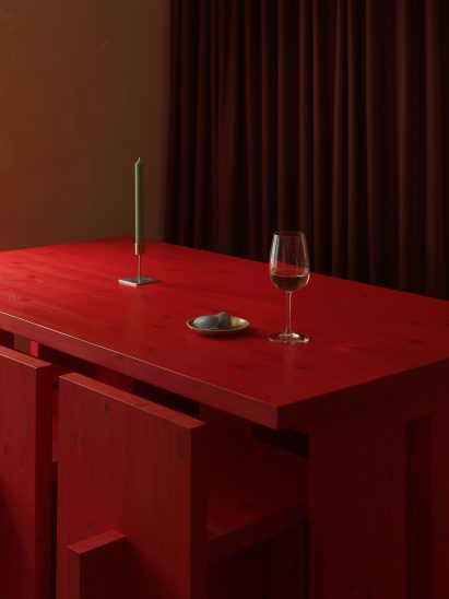 Red dining table