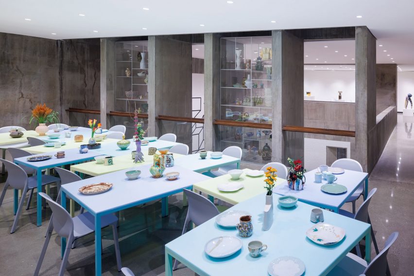 Pastel coloured tables and chairs