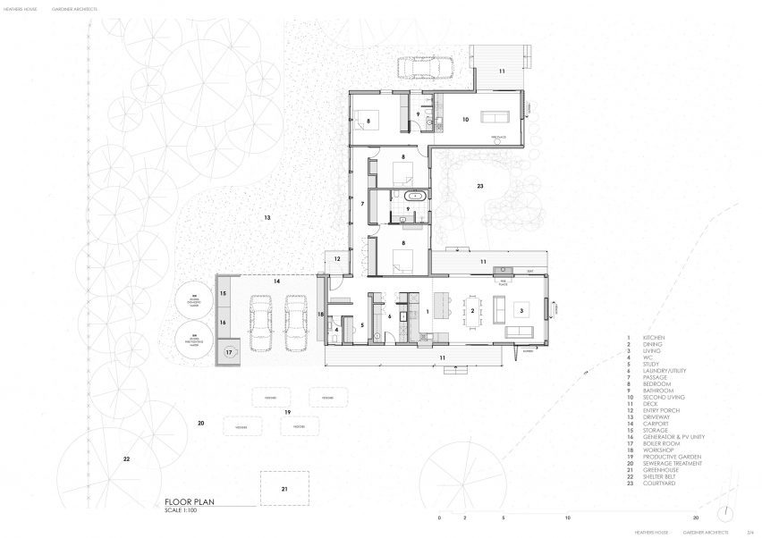 Floor plan of Heather's Off-Grid House by Gardiner Architects
