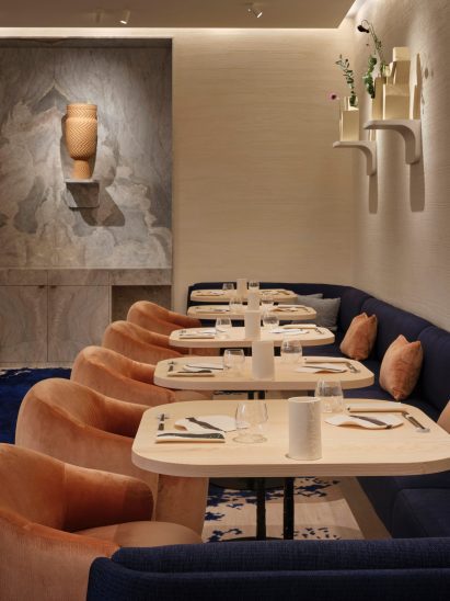 Pink chairs in Monaco restaurant