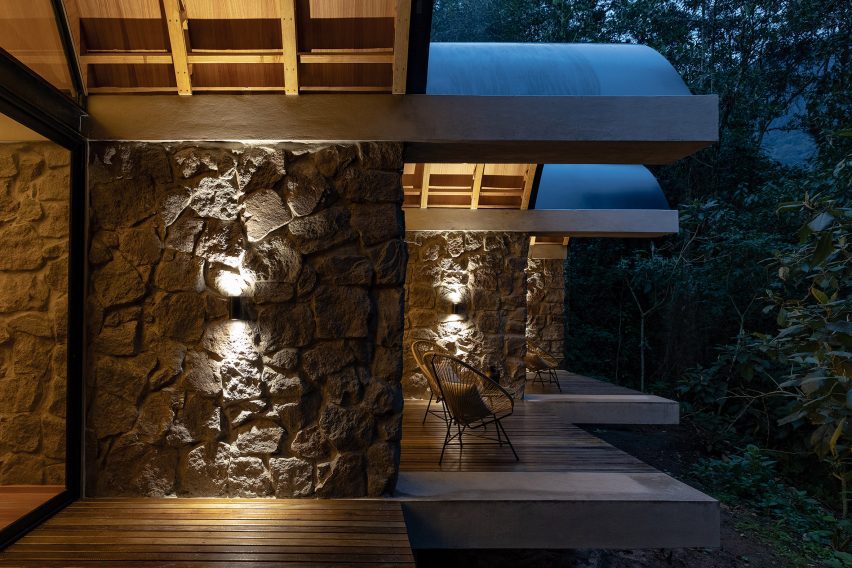 Decks with wooden ceiling