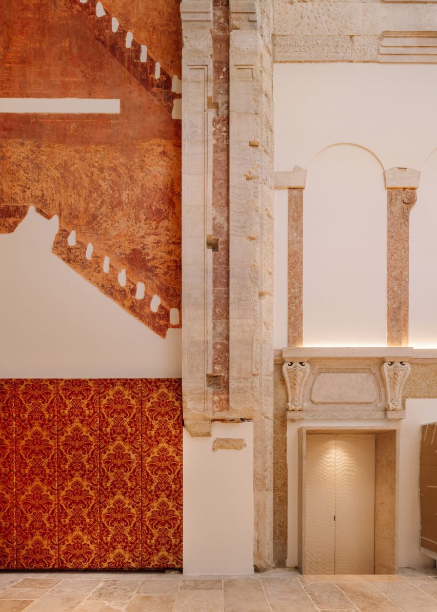 Gallery space with orange tiles