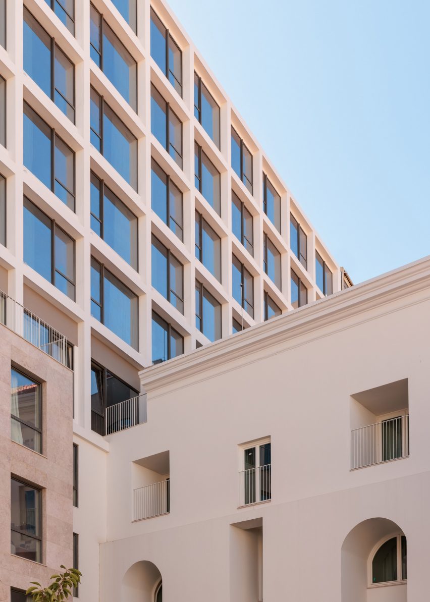 Old and new parts of Locke Lisbon hotel intersecting