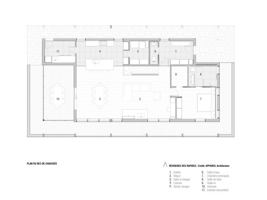 Plan of Résidence des Rapides by Appareil Architecture