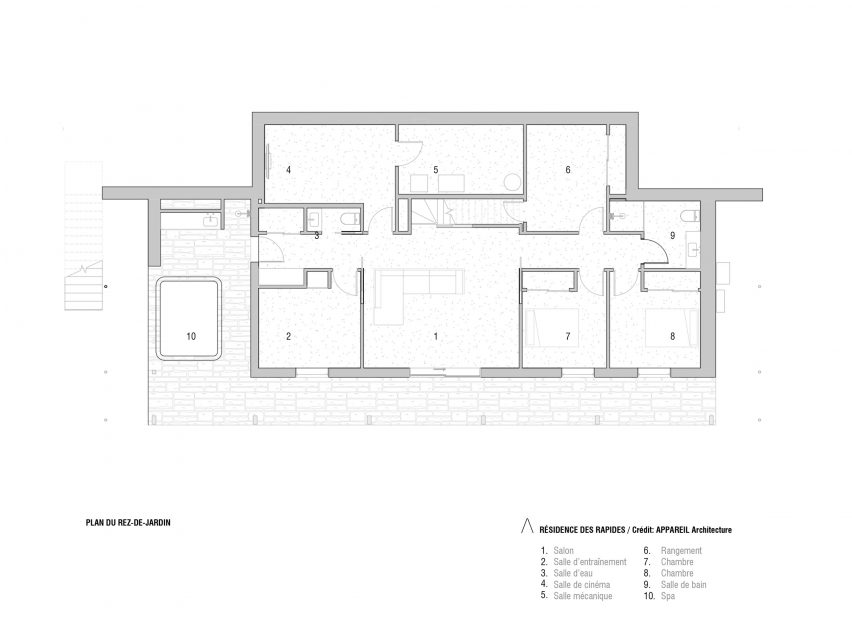 Plan of Résidence des Rapides by Appareil Architecture
