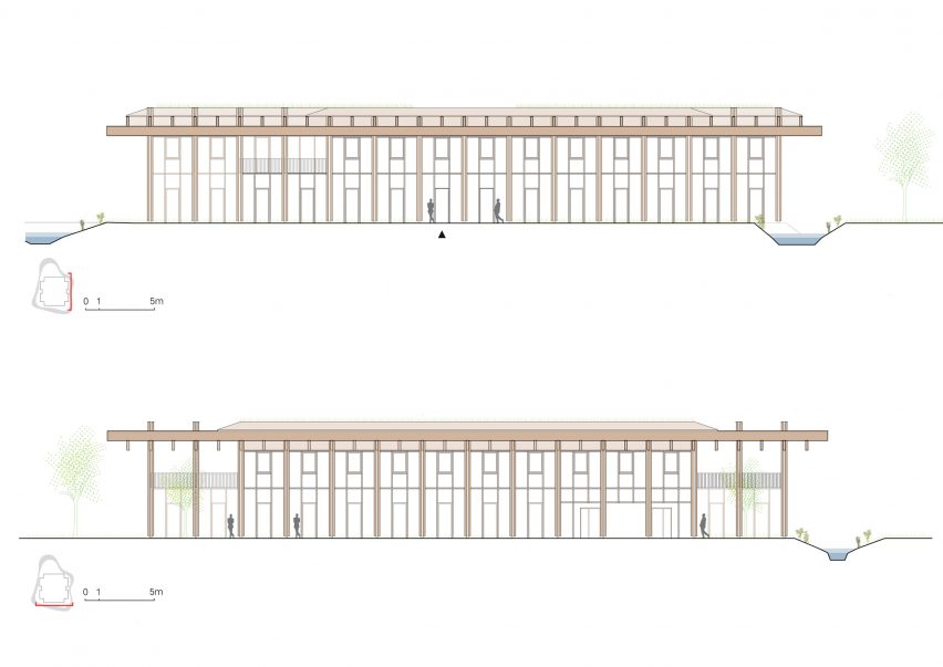 Elevation of Pavilion Jardins by Atelier du Pont