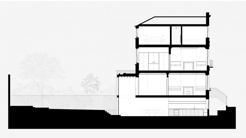 Section of Camden Residence by EBBA Architects