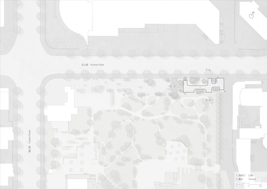 Site plan of Mei Yuan Café by Offhand Practice