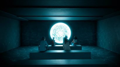 Render of the underwater room at Sømærket by EFFEKT and MAST