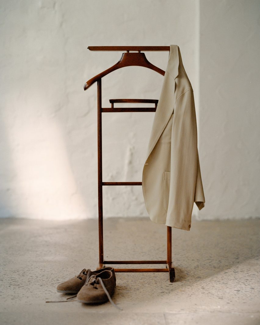 A jacket hanging on a rack