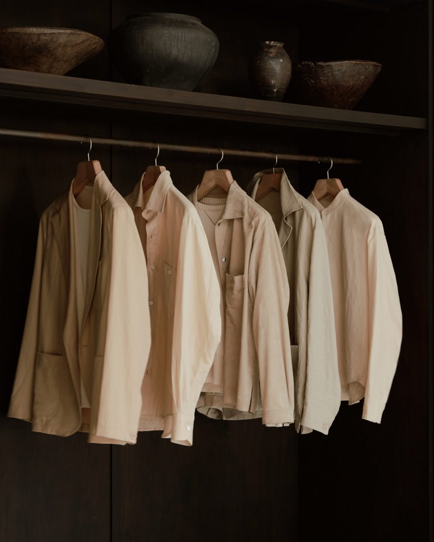 Jackets lined up in closet