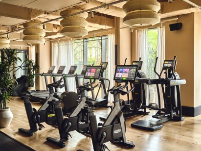 Sculptural lamps in the gym