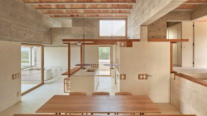 Concrete house with wooden details