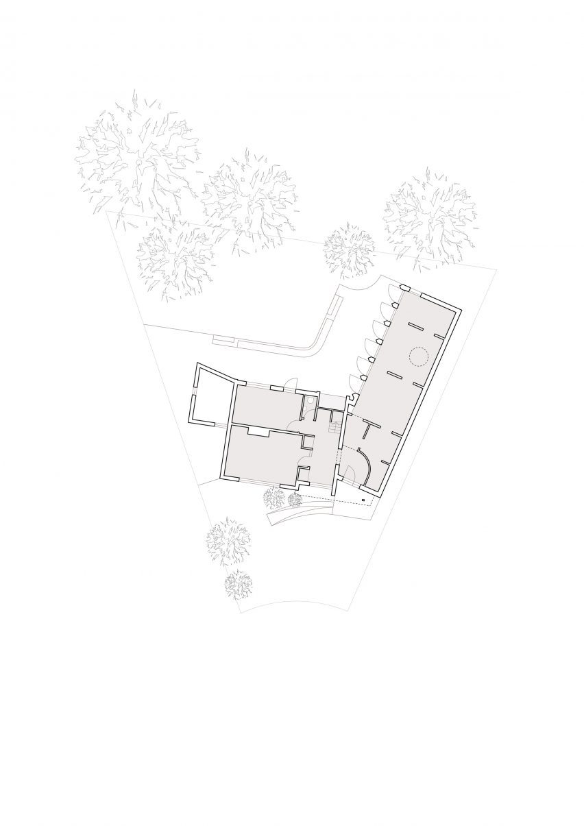 Ground floor plan of Triangle House by Artefact