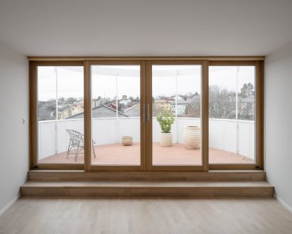 Interior view of Dråpa extension by Vatn Architecture and Groma