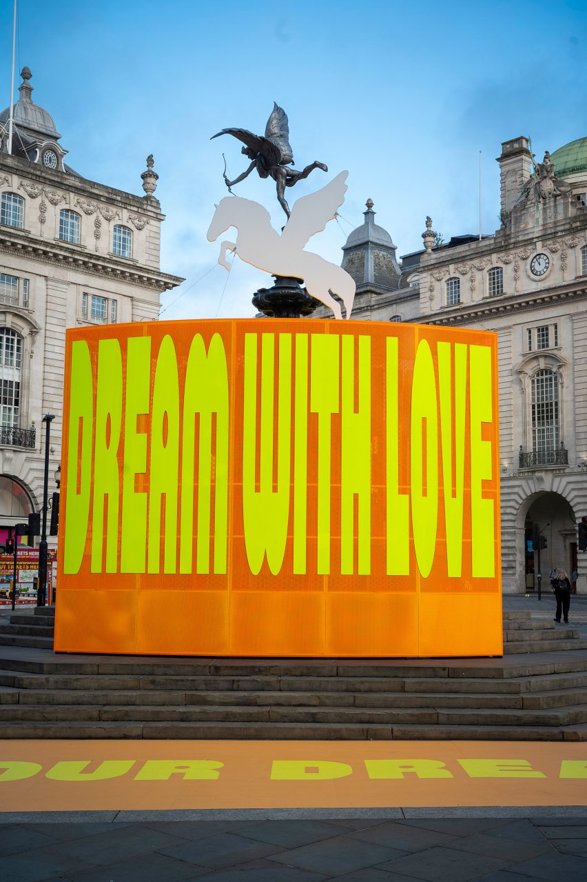 Good Things Come to Those Who Wait in Piccadilly Circus by Yinka Ilori