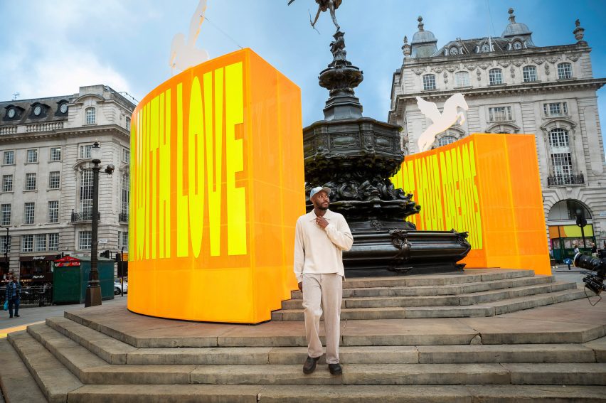 Good Things Come to Those Who Wait in Piccadilly Circus by Yinka Ilori