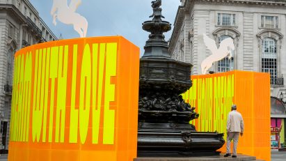 Good Things Come to Those Who Wait in Piccadilly Circus by Yinka Ilori