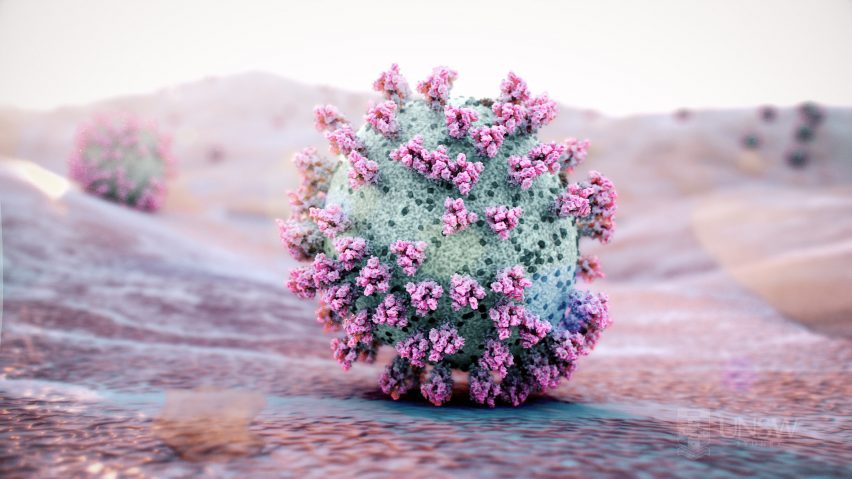 Visualisation of a virus cell that has been magnified.