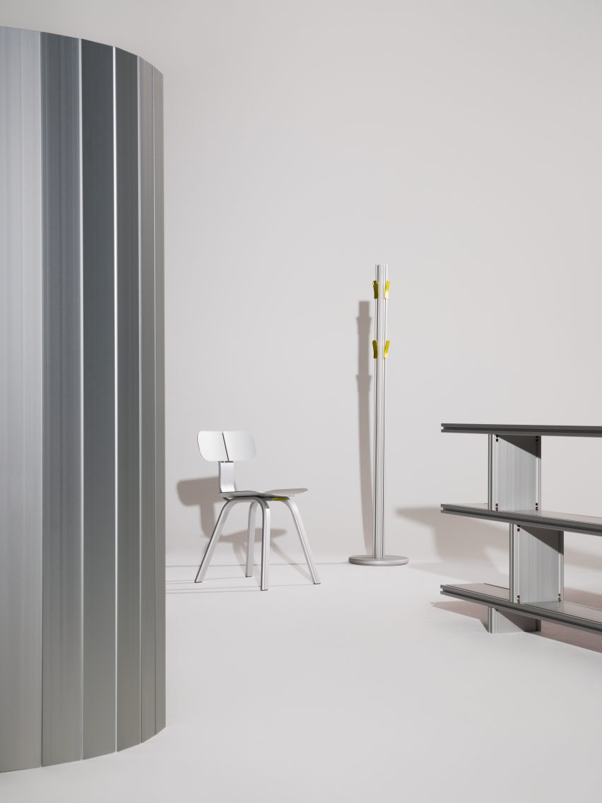 A series of design objects by four designers featured in the show