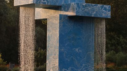 Sabine Marcelis stacks reclaimed onyx slabs for fountain in Amsterdam’s Vondelpark
