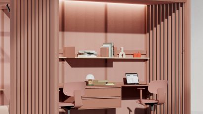 Mute Modular pink office workspace nook